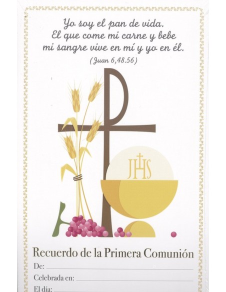 LAMINA RECUERDO 1ª COMUNION Mod2 envase 25 uds